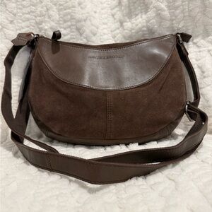 Chic Brown Leather and Suede Crossbody Bag